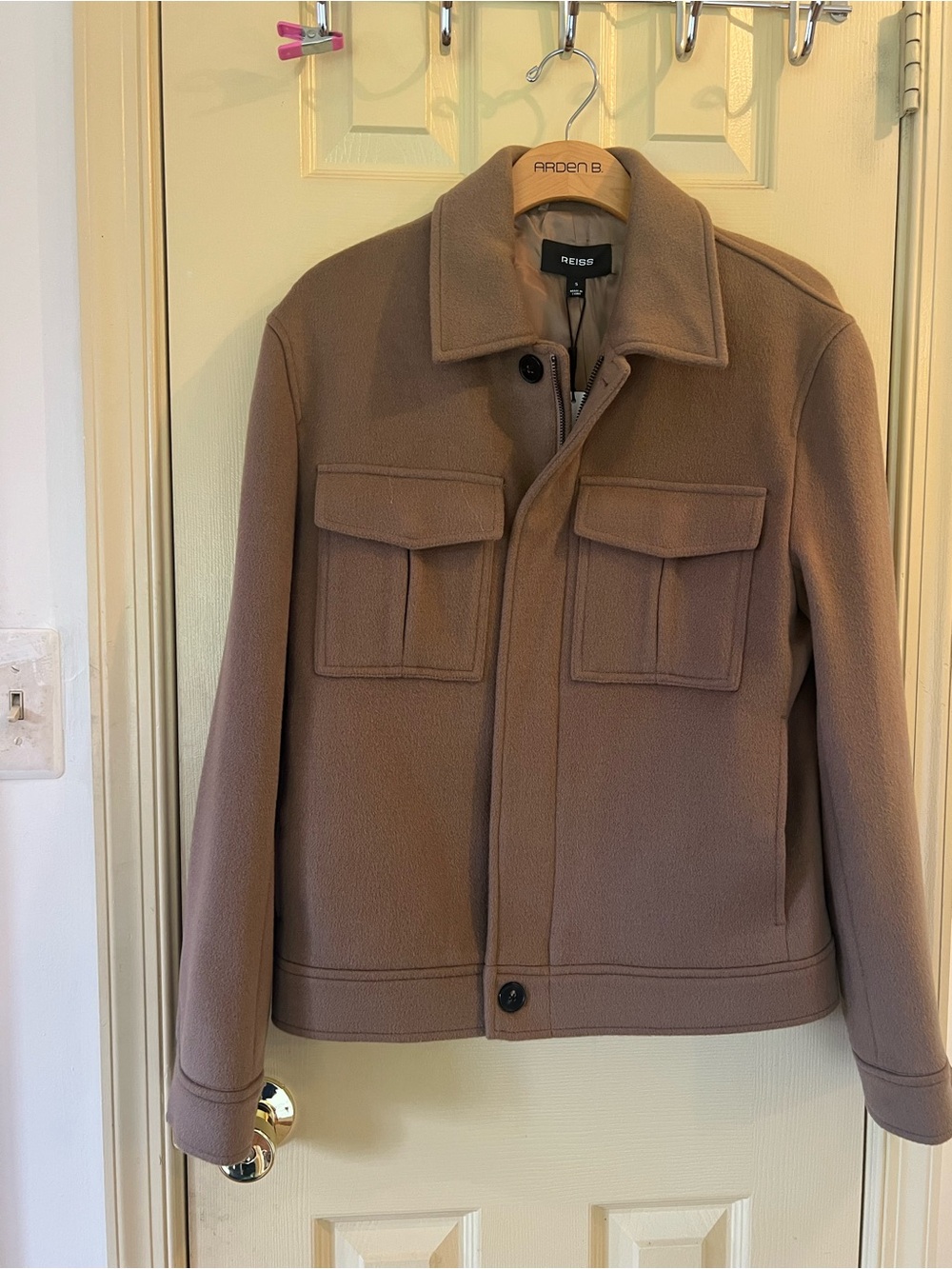 NWT Reiss women Wool Blend Brown Field Jacket size small oversized